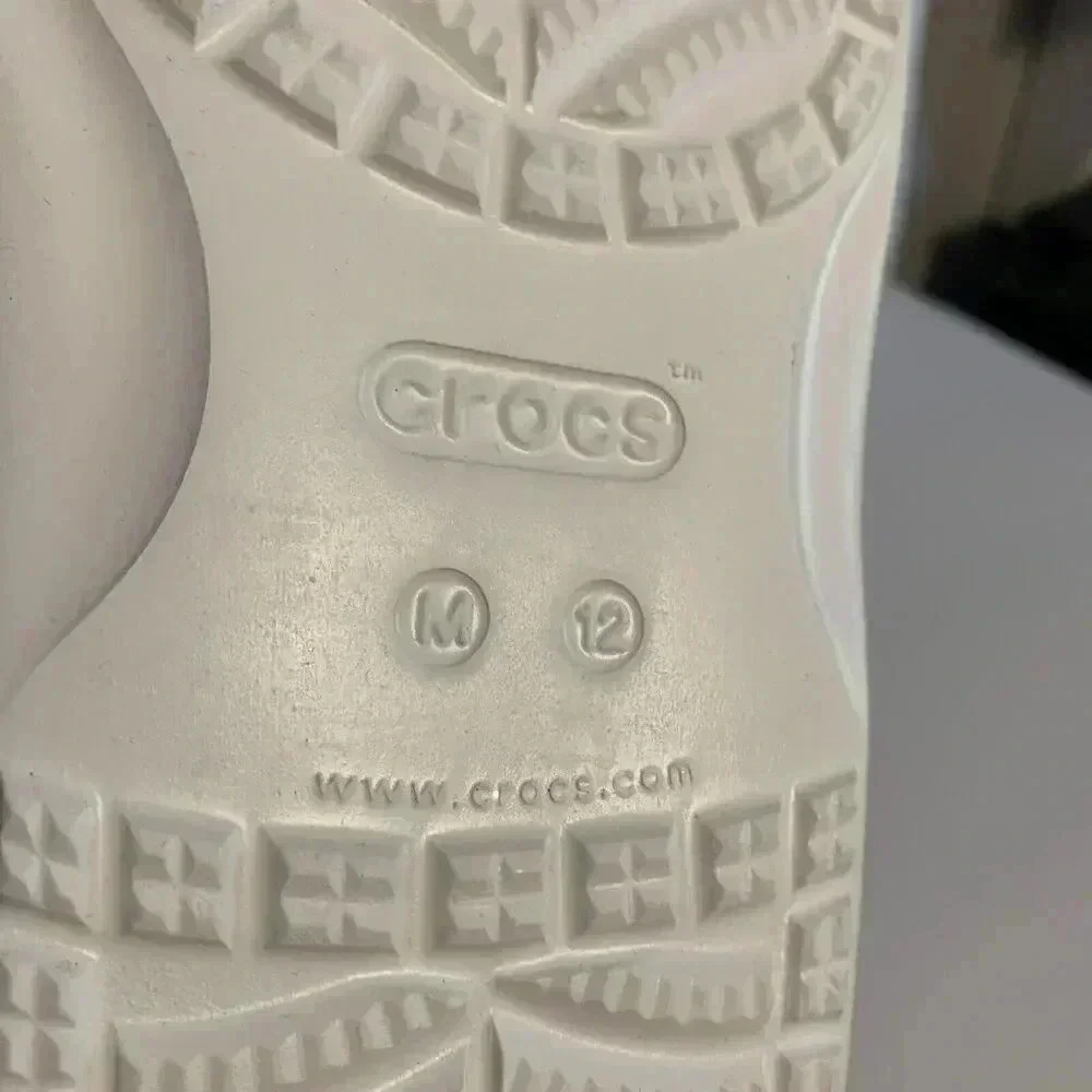 Crocs Classic Two Strap White Silver‎ Glitter Slide Sandals Shoes Men’s Size 12